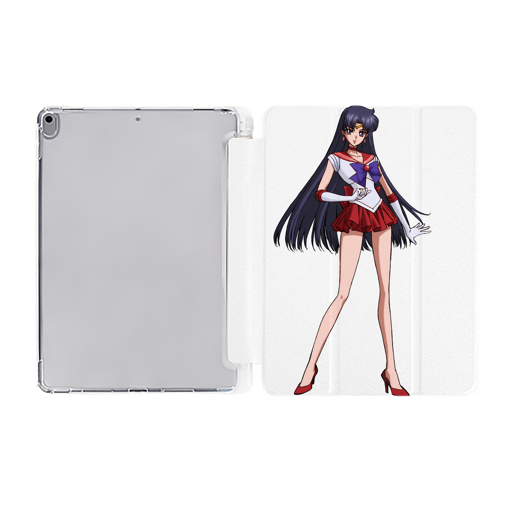 （画像用） 美少女戦士セーラームーン 火野レイ ひの レイ Sailor Moon Hino Rei （セーラーマーズ,Sailor Mars） IPad ケース ペン収納付き 三つ折りスタンド PUレザー×シリコン 対応機種9.5/10.5/10.9インチ